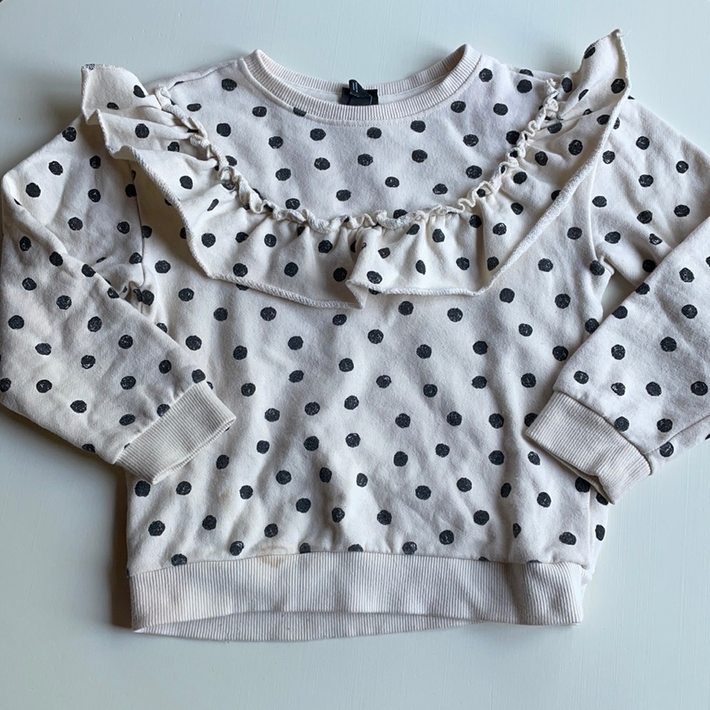art class | Cream Polka Dot Ruffle Sweatshirt | 5T